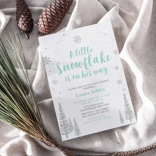 シルバーウィンターワンダーランド,男の子の赤ちゃんシャワー/散水 招待状