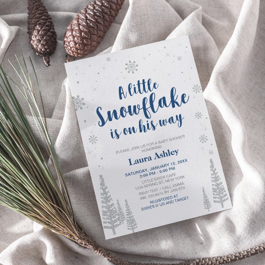 シルバーウィンターワンダーランド，男の子の赤ちゃんシャワー/散水 招待状