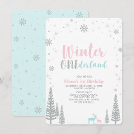 シルバーウィンター ワンダーランド 1st バースデーパーティー 招待状