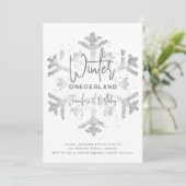 シルバーウィンター ワンデーランド 1歳誕生日 フェイクグリッター 招待状 (スタンド正面)