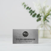 シルバーウェアロゴ |メタリックブラシ仕上げテクスチャ 名刺 (スタンド正面)