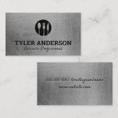 シルバーウェアロゴ |メタリックブラシ仕上げテクスチャ 名刺 (正面/裏面)