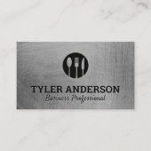 シルバーウェアロゴ |メタリックブラシ仕上げテクスチャ 名刺 (正面)