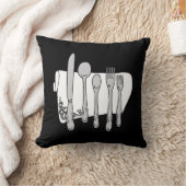 シルバーウェア白黒デザイン クッション (ブランケット)