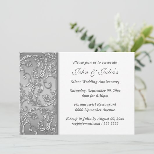 シルバーウェディングアニバーサリーの花の渦 招待状 (スタンド正面)