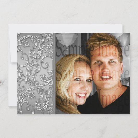 シルバーウェディングアニバーサリーの花の渦 招待状 (裏面)