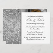 シルバーウェディングアニバーサリーの花の渦 招待状 (正面/裏面)