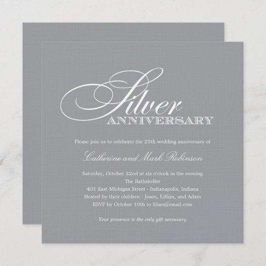 シルバーウェディングアニバーサリー招待状 招待状 (正面/裏面)