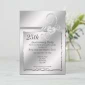 シルバーウェディングアニバーサリー ハート 招待状 (スタンド正面)