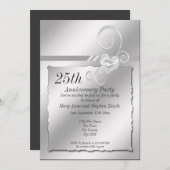 シルバーウェディングアニバーサリー ハート 招待状 (正面/裏面)