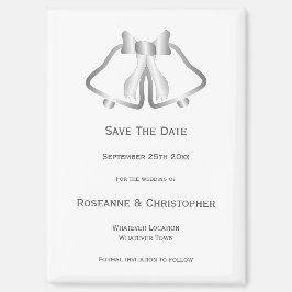 シルバーウェディング日付を保存マグネットベルリボン マグネット