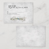 シルバーウェディングRSVPとデイジーBouqet エンクロージャーカード (正面/裏面)