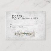 シルバーウェディングRSVPとデイジーBouqet エンクロージャーカード (正面)