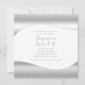 シルバーウェーブスパークルグリッターラグジュアリーグラムスウィート16 招待状 (正面)