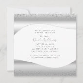 シルバーウェーブスパークルグリッターラグジュアリーブライダルシャワー 招待状 (正面)