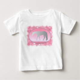 シルバーウエスタンプレジャーホースオンピンクブロケ ベビーTシャツ