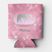 シルバーウエスタンプレジャーホースオンピンクブロケ 缶クーラー (正面)