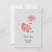 シルバーウォーターカラーフラミンゴバレリーナベビーシャワー サンキューカード (正面)