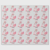 シルバーウォーターカラーフラミンゴバレリーナベビーシャワー ラッピングペーパー (フラット)