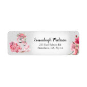 シルバーウォーターカラーフラミンゴ差出人住所 ラベル (正面)