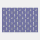 シルバーウッドランドパインツリーフォレストムルベリーパープル ラッピングペーパーシート (正面)