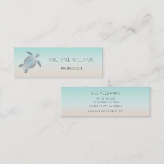 シルバーウミガメ海洋生物学航海の スキニー名刺 (正面/裏面)