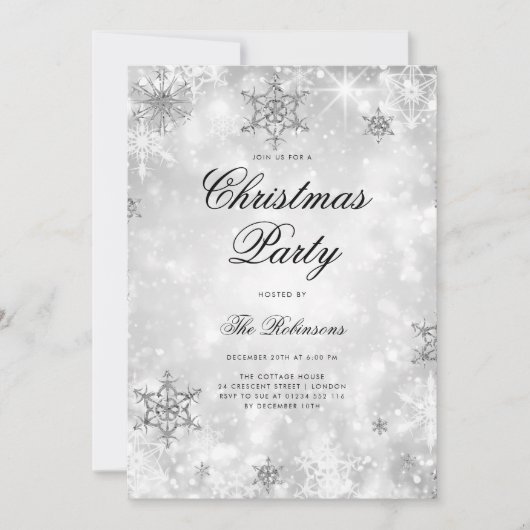 シルバーウー疑問に思ターホリデー招待状プログラム&メニュー 招待状 (正面)