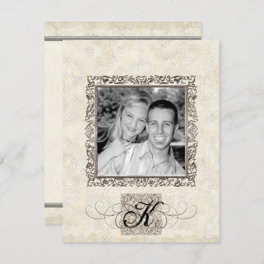 シルバーエイジオブエレガンス、フォト結婚式招待状 招待状 (正面/裏面)