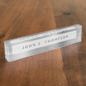 シルバーエグゼクティブラグジュアリープロフェッショナル モダン デスクネームプレート (側面)