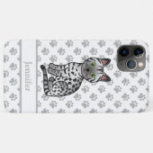 シルバーエジプシャンマウ かわいいキャラクター ネコ + 名前 Case-Mate iPhoneケース (裏面(横))