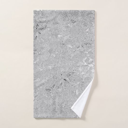 シルバーエッチングされたハイビスカスフラワーハンドタオル ハンドタオル (ハンドタオル)