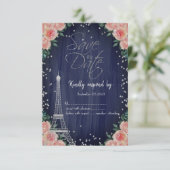 シルバーエッフェルタワーダイアモンドフローラRSVP 招待状 (スタンド正面)