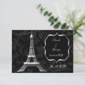 シルバーエッフェルフランスのタワーrsvp標準3.5 x 5 出欠カード (スタンド正面)