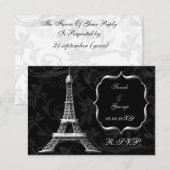 シルバーエッフェルフランスのタワーrsvp標準3.5 x 5 出欠カード (正面/裏面)