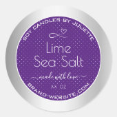 シルバーエフェクトパープルプラムしょうゆろうそく包装 ラウンドシール (正面)