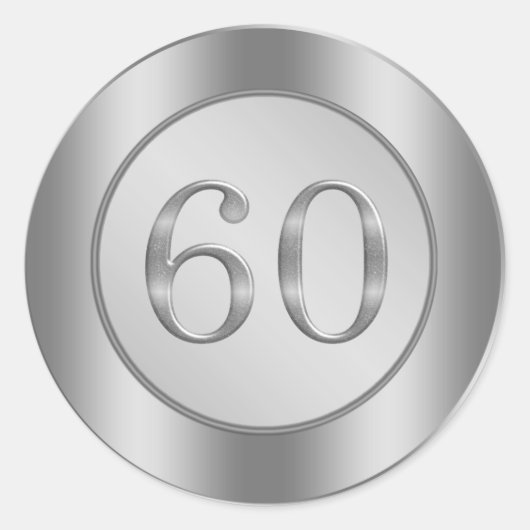 シルバーエフェクト結婚60周年記念ステッカー ラウンドシール (正面)