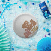 シルバーエフェクト葉パターンのブロンズ銀杏 ペーパープレート (パーティー)