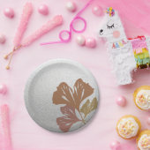 シルバーエフェクト葉パターンのブロンズ銀杏 ペーパープレート (パーティー)