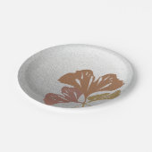 シルバーエフェクト葉パターンのブロンズ銀杏 ペーパープレート (アングル)