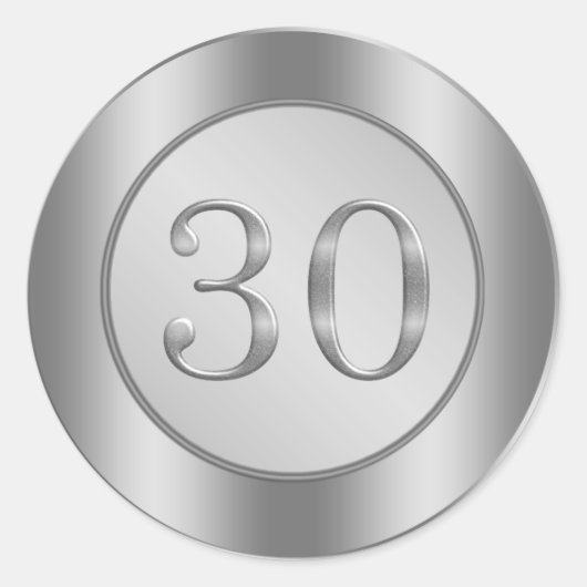 シルバーエフェクト30th結婚周年記念ステッカー ラウンドシール (正面)