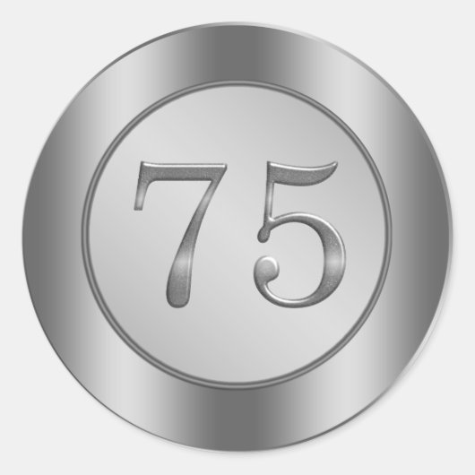 シルバーエフェクト75結婚周年記念ステッカー ラウンドシール (正面)