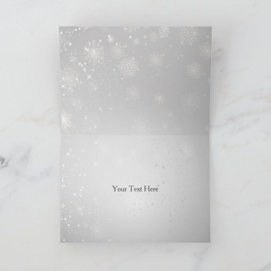シルバーエメラルドウィンターブライダルシャワーサンキューユー サンキューカード (内部)
