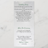 シルバーエメラルドグリーン雪の結晶の冬の結婚式 プログラム (裏面)