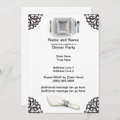シルバーエレガンスカスタムディナーパーティー招待状 招待状 (正面/裏面)