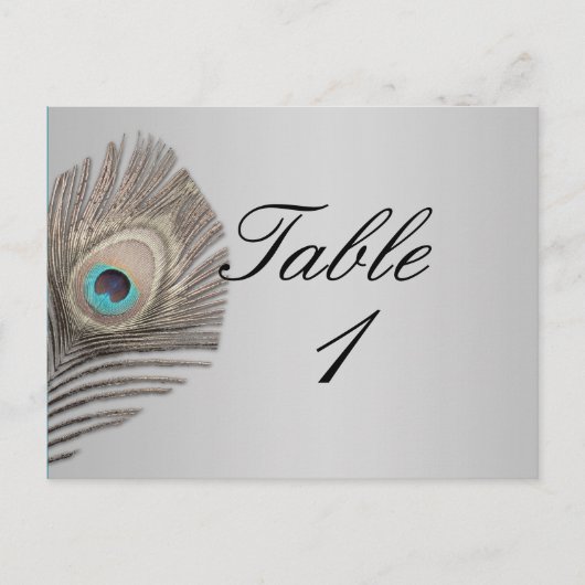 シルバーエレガンスピーコックテーブル番号 ポストカード (正面)