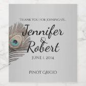 シルバーエレガンスピーコックワインラベル ワインラベル (シングルラベル)