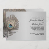 シルバーエレガンスピーコック結婚式招待状 招待状 (正面/裏面)