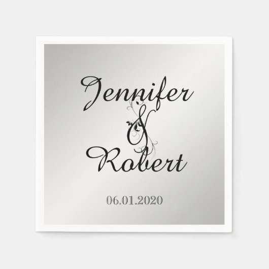 シルバーエレガンス結婚ナプキン スタンダードカクテルナプキン (正面)