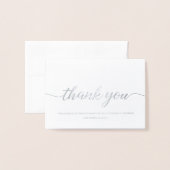 "シルバーエレガンス"パーソナライズされたベビーバプテスマ感謝していス 箔カード (封筒付き正面)