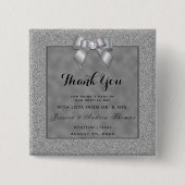 シルバーエレガントおよびスタイリッシュグリッター結婚式の引き出物 缶バッジ (正面)